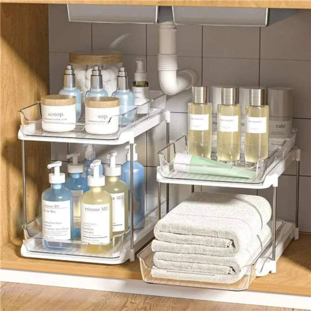 Bathroom Under Sink Organizers and Storage Stackable Kitchen Pantry Organization